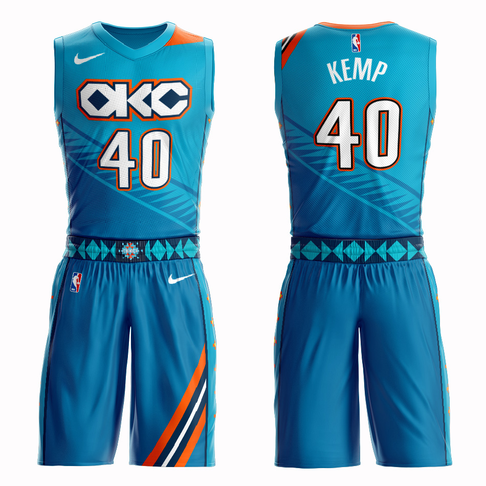 Customized 2019 Men Oklahoma City Thunder #40 Kemp blue NBA Nike jersey->phoenix suns->NBA Jersey